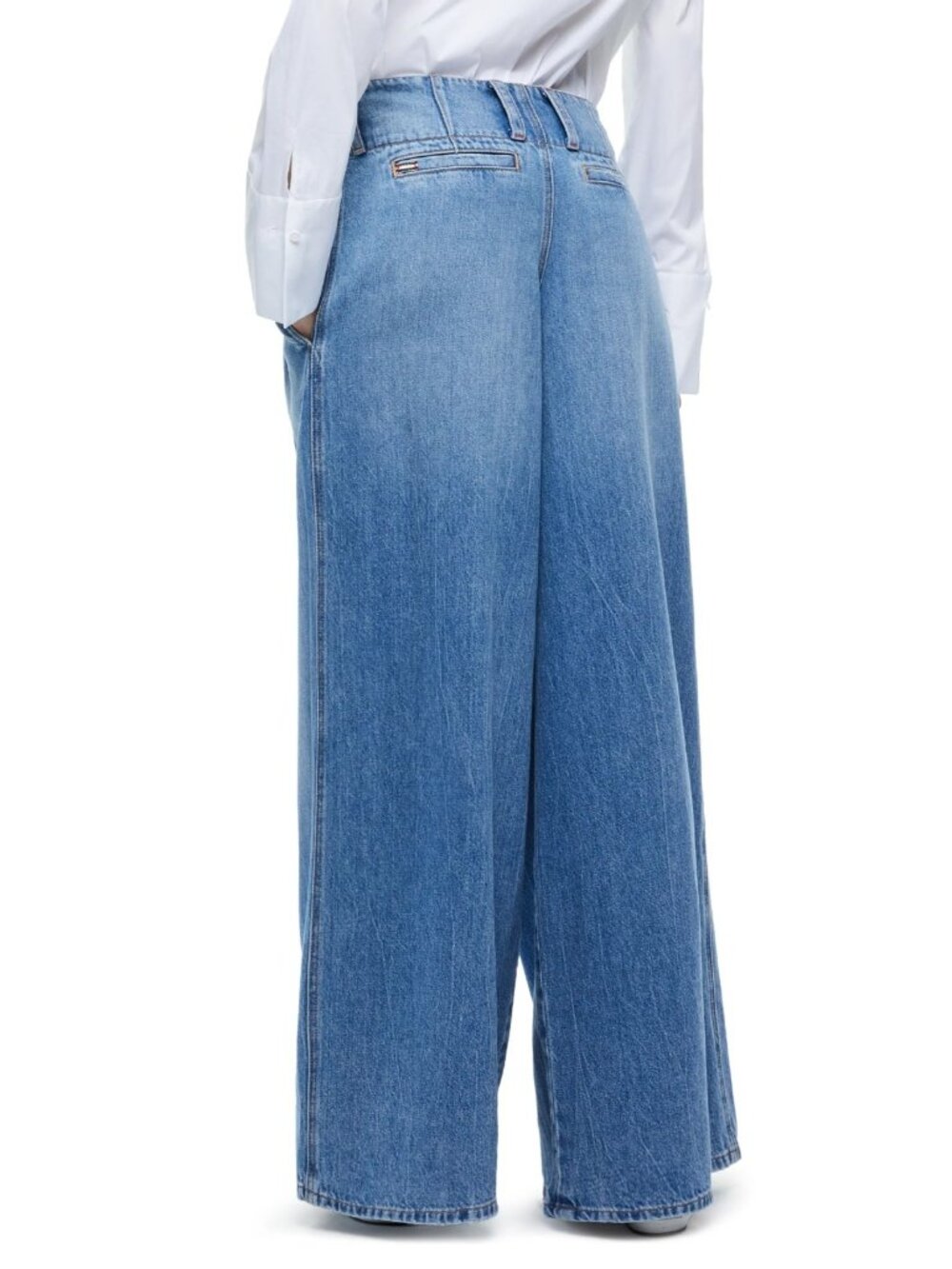 Alice + Olivia Women's Anders Pleated Wide Leg Jeans in Georgia Blue Size 25 - Picture 2 of 6